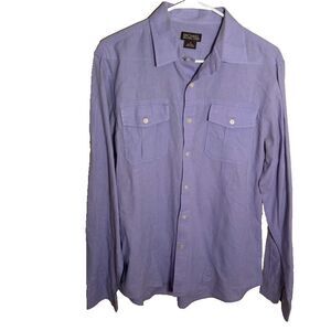 Michael Kors Shirt Men's Medium Purple Button Up Long Sleeve Linen Blend